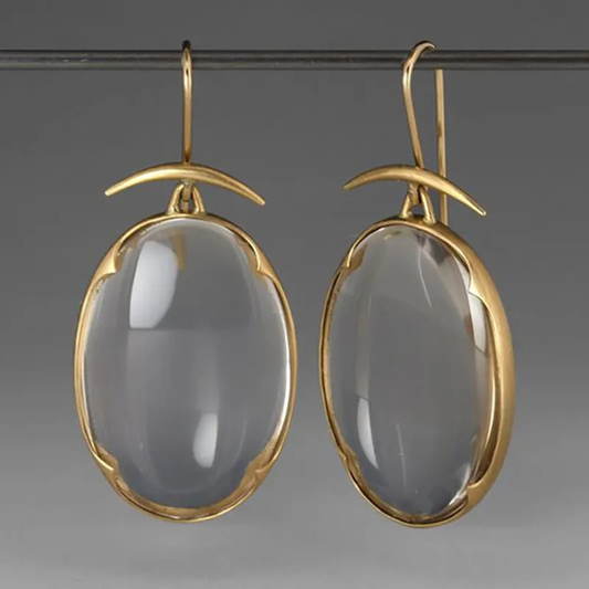 Vintage Gold-tone Grey Crystal Earrings