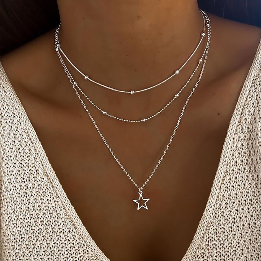 Vintage Silver-tone Star Necklace