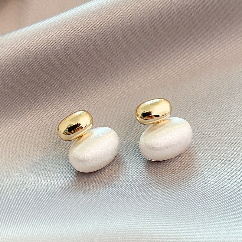 Gold-tone Oval Bead Earrings