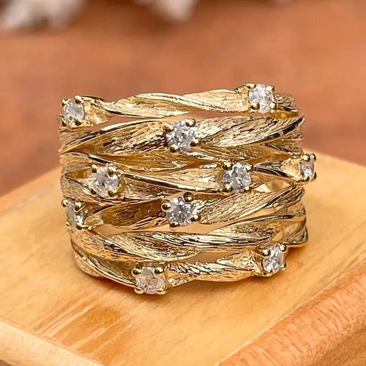 Gold-tone Vintage Cubic Zirconia Ring