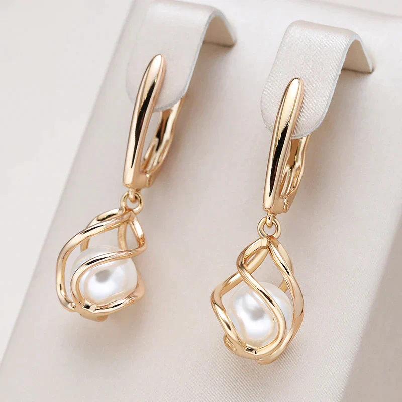 Elegant Gold-tone Bead Earrings