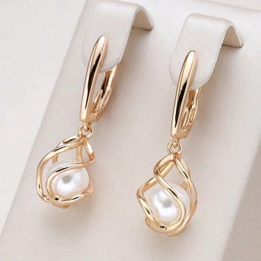 Elegant Gold-tone Bead Earrings