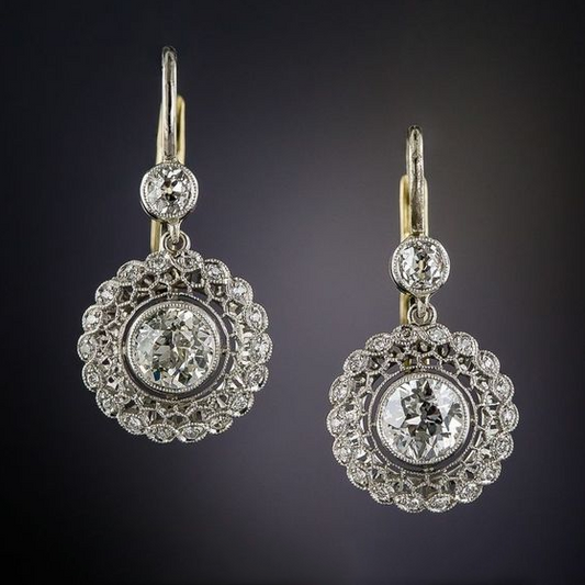 Vintage Cubic Zirconia Mandala Earrings
