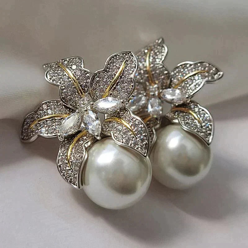 Elegant Bead Flower Earrings