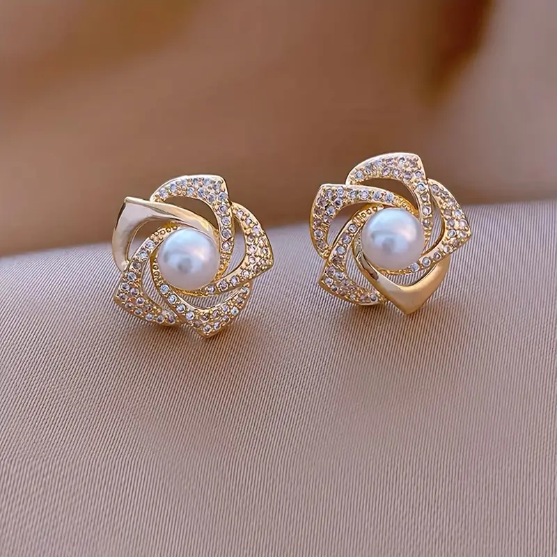 Elegant Sparkling Spiral Bead Earrings