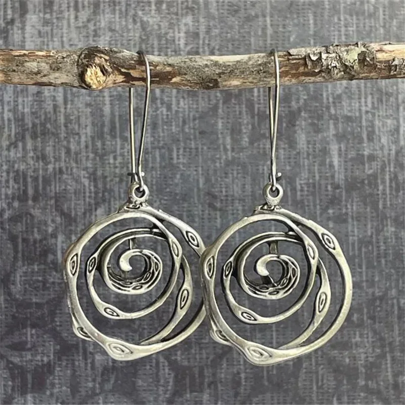 Vintage Silver-tone Labyrinth Earrings