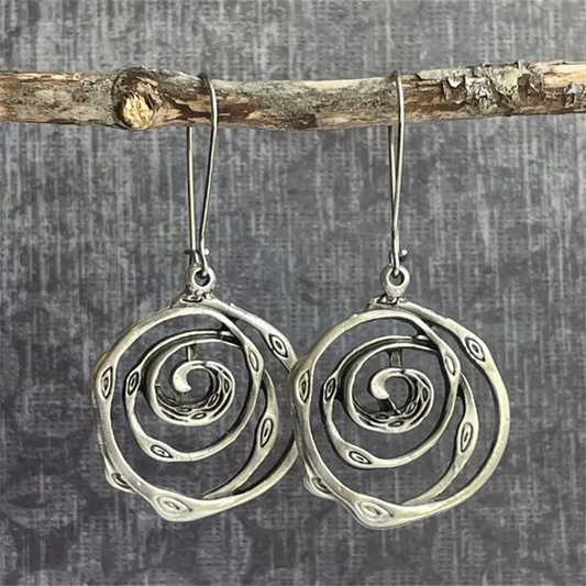 Vintage Silver-tone Labyrinth Earrings