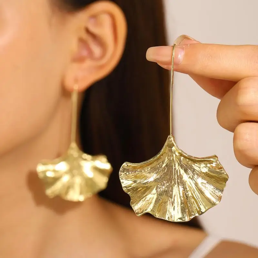 Vintage Gold-tone Petal Earrings