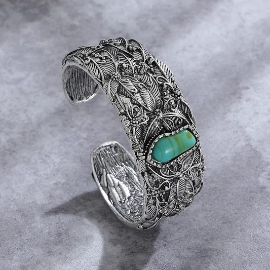 Vintage Silver color Turquoise Stone Bracelet