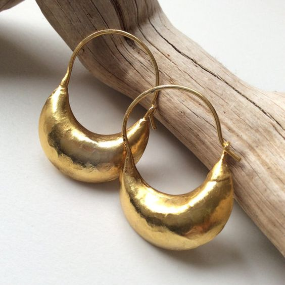 Vintage Gold-tone Basket Earrings