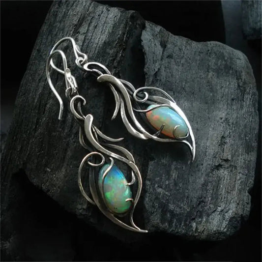 Vintage Silver-tone blue Iridescent earrings