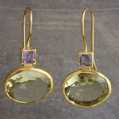 Vintage Gold-tone Green Crystal Earrings