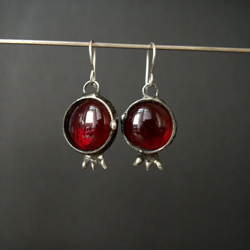 Vintage Double-Set Red Crystal Earrings