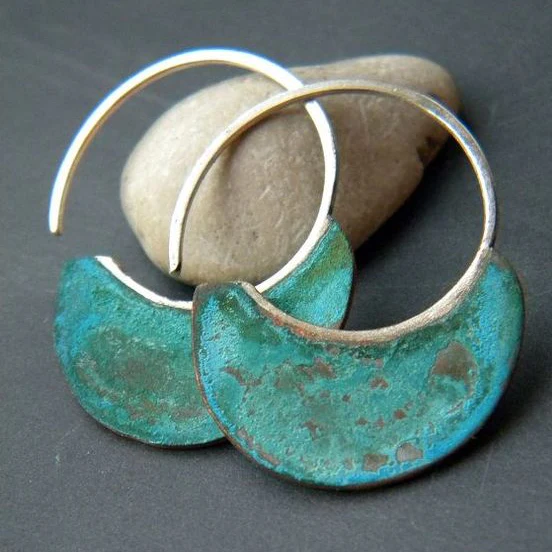 Vintage Worn Blue-Green Earrings