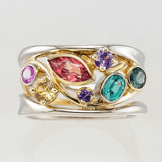 Vintage Gold-tone and Silver-Tone Multicolour Ring