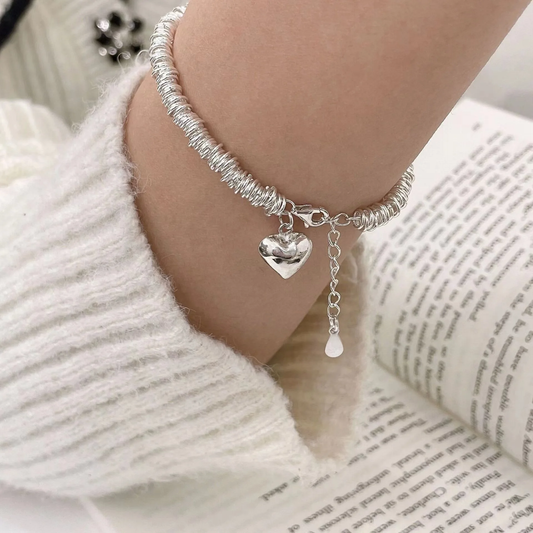 Elegant Silver-tone Heart Bracelet