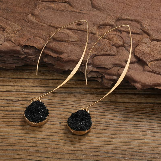 Vintage Black and Gold-tone Earrings
