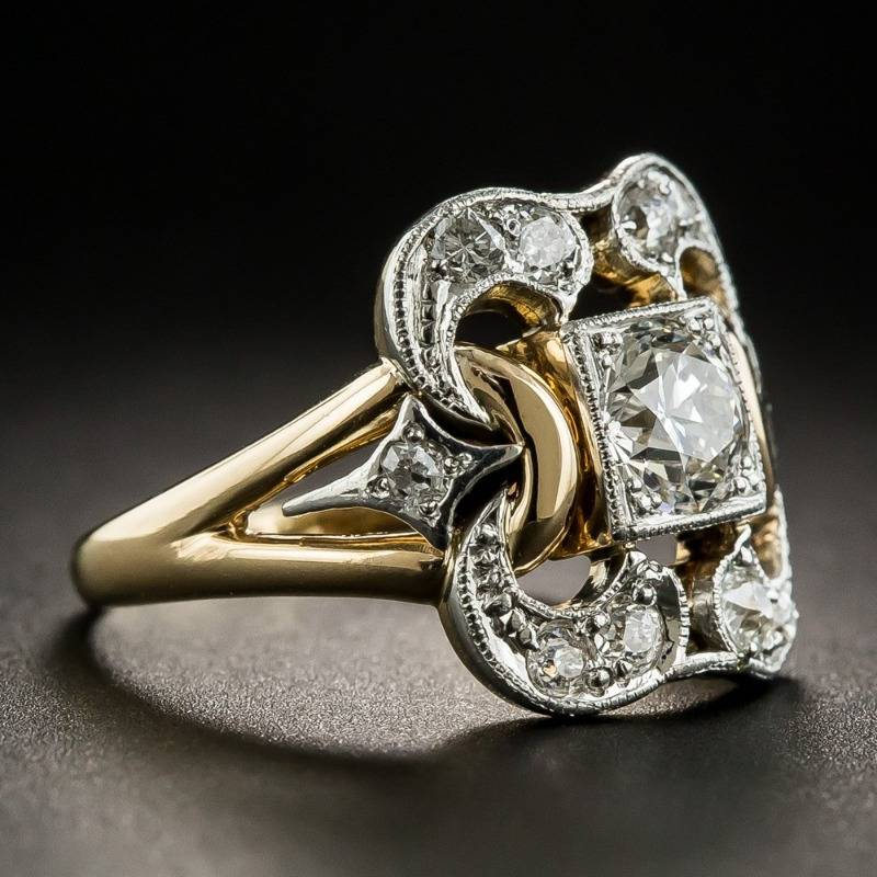 Vintage Gold-tone Cubic Zirconia Ring