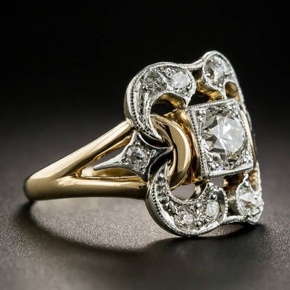 Vintage Gold-tone Cubic Zirconia Ring