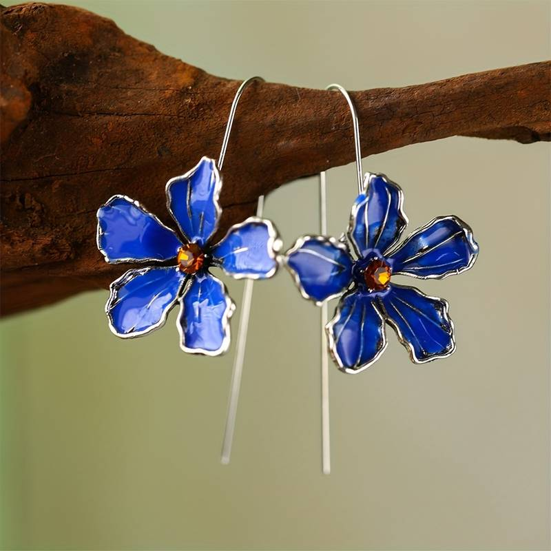 Vintage blue flower earrings