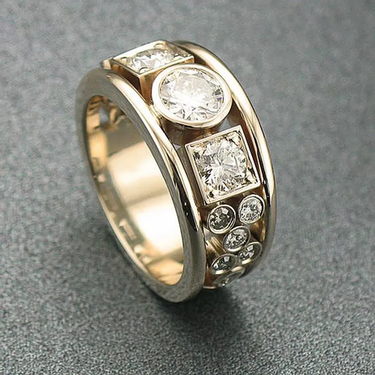 Vintage Gold-tone Cubic Zirconia Ring
