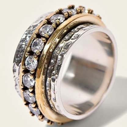 Vintage Gold-tone and Silver-Tone Cubic Zirconia Ring