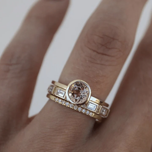 Vintage Gold-tone Double-Set Crystal Ring