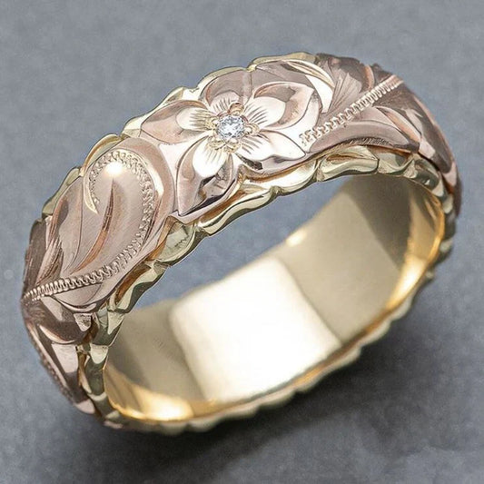 Vintage golden rose flower ring