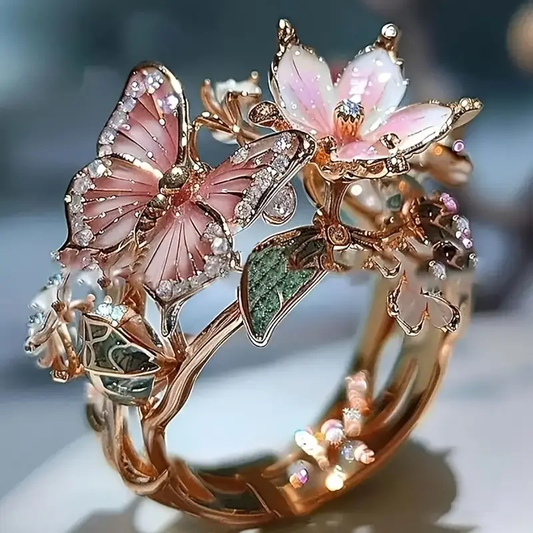 Sparkling Nature Butterfly Cubic Zirconia Ring