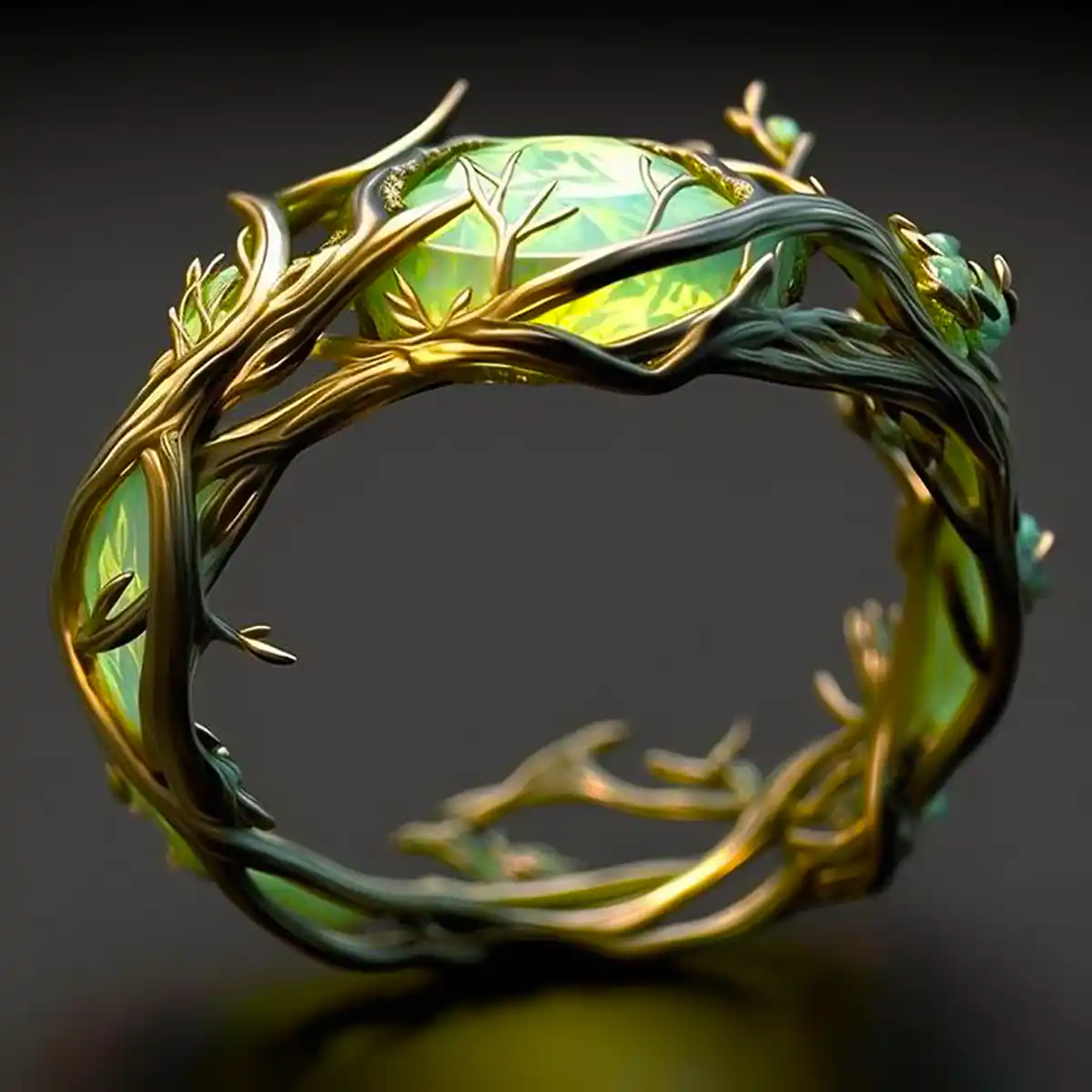 Natural green Iridescent ring