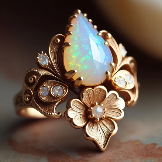 Gold-tone exotic Iridescent ring