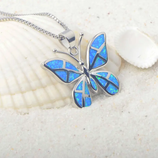 Iridescent butterfly necklace