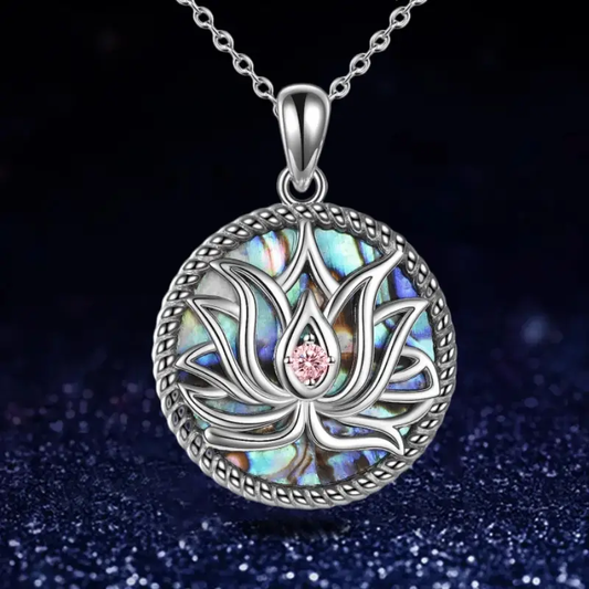 Silver-tone colourful lotus necklace