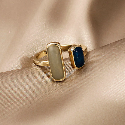 Vintage golden Blue Iridescent Ring