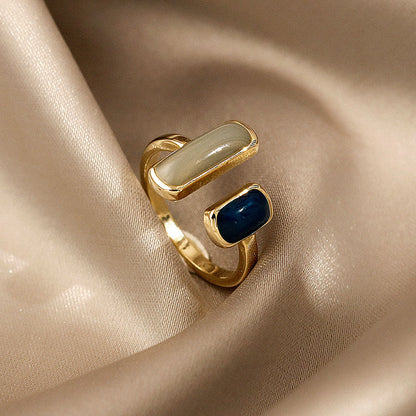 Vintage golden Blue Iridescent Ring