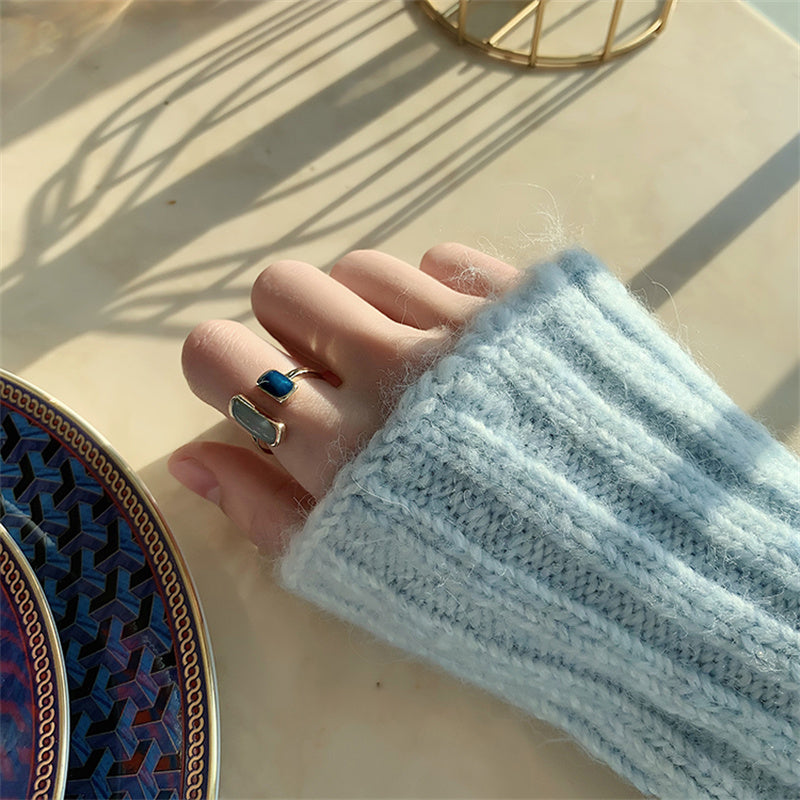 Vintage golden Blue Iridescent Ring