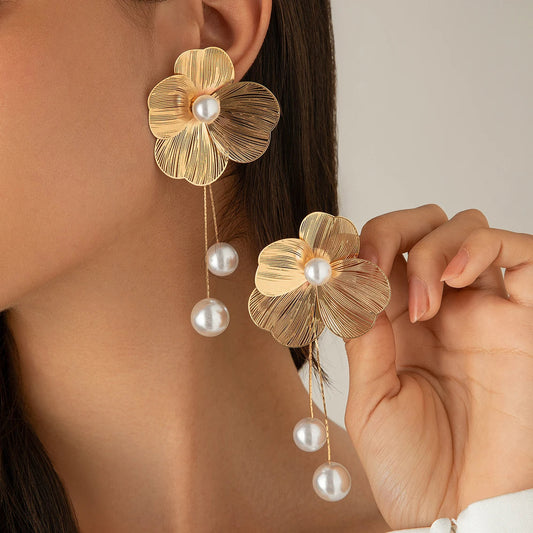 Bohemian Bead and Petal Earrings