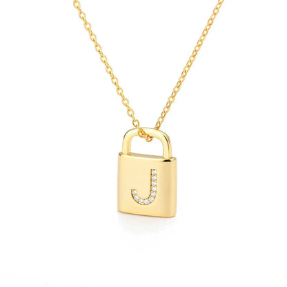 Gold-tone Initial Padlock Necklace