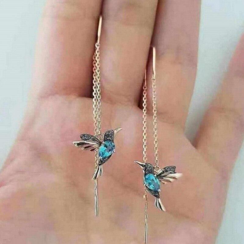 Hummingbird Enamel and Cubic Zirconia Earrings