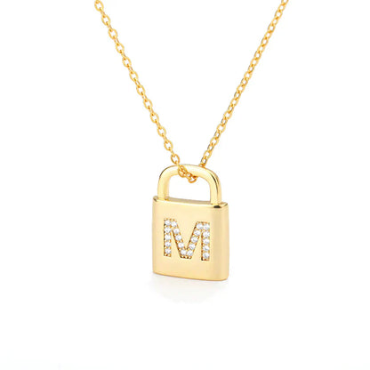 Gold-tone Initial Padlock Necklace