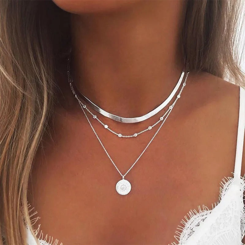 Silver-tone Triple Necklace