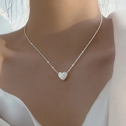 Silver-tone Engraved Heart Necklace