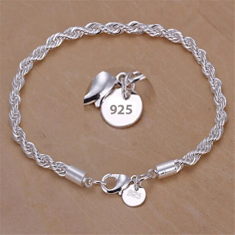 Silver-tone Braided Rope Bracelet