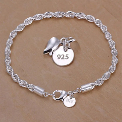 Silver-tone Braided Rope Bracelet