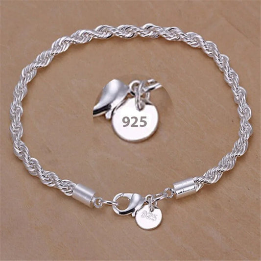 Silver-tone Braided Rope Bracelet