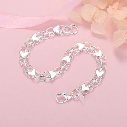 Silver-tone Chain and Heart Bracelet