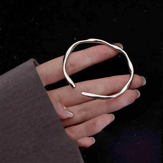Adjustable Chunky  Sterling Silver color Irregular Bracelet