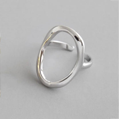 Adjustable Silver-tone Irregular Sphere Ring