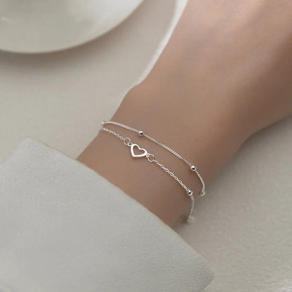 Fine Silver-tone Heart Bracelet