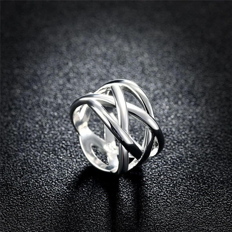 Silver-tone Braided Design Ring